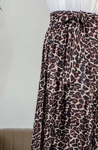 Jupe Hijab Plissée Détail Ceinture 1503-01 Marron 1503-01