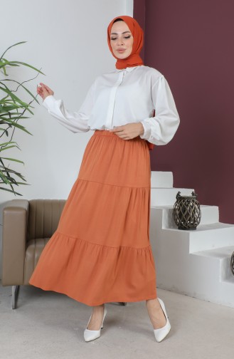 Tiered Skirt With Elastic Waist 8653-01 Tan 8653-01