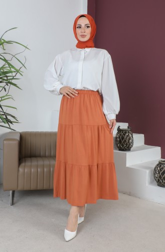 Tiered Skirt With Elastic Waist 8653-01 Tan 8653-01