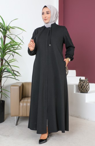 Groot Formaat Verborgen Ritssluiting Abaya 5056-01 Zwart 5056-01