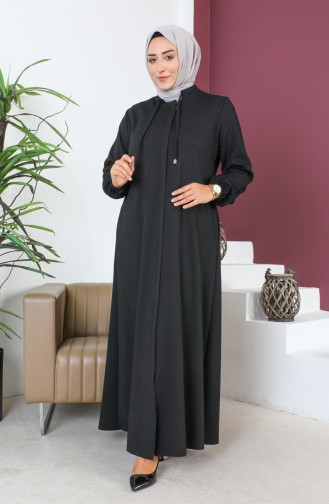 Abaya Fermeture Cachée Grande Taille 5056-01 Noir 5056-01