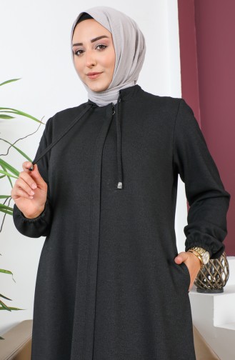 Abaya Fermeture Cachée Grande Taille 5056-01 Noir 5056-01