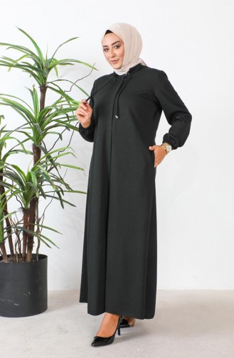 Groot Formaat Abaya Met Verborgen Ritssluiting 5056-03 Kaki 5056-03