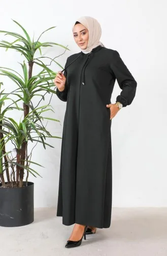 Abaya Fermeture Cachée Grande Taille 5056-03 Khaki 5056-03
