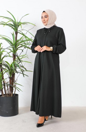 Abaya Fermeture Cachée Grande Taille 5056-03 Khaki 5056-03