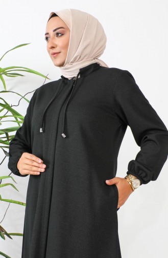 Large Size Hidden Zipper Abaya 5056-03 Khaki 5056-03