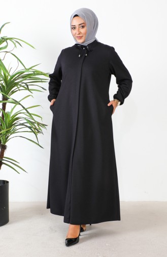 Groot Formaat Abaya Met Verborgen Ritssluiting 5056-04 Pruim 5056-04