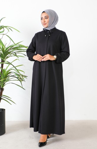 Große Abaya Mit Verstecktem Reißverschluss 5056-04 Pflaume 5056-04