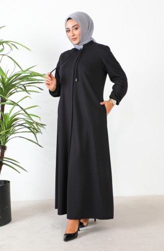 Abaya Fermeture Cachée Grande Taille 5056-04 Prune 5056-04