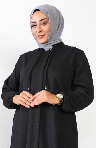 Große Abaya Mit Verstecktem Reißverschluss 5056-04 Pflaume 5056-04