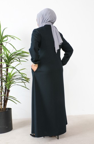 Plus Size Hidden Zippered Abaya 5056-05 Petrol 5056-05