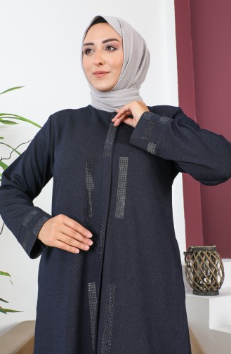 Große Stoned Abaya 5057-02 Marineblau 5057-02