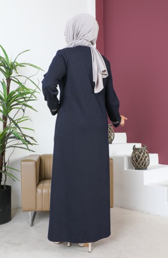 Grote Maat Stoned Abaya 5057-02 Marineblauw 5057-02