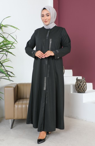 Large Size Stoned Abaya 5057-03 Khaki 5057-03