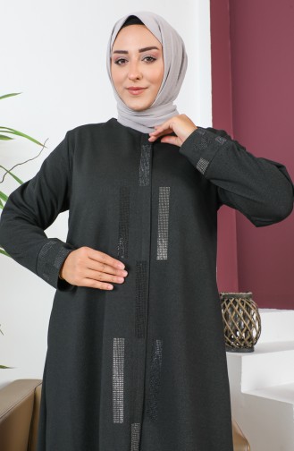 Large Size Stoned Abaya 5057-03 Khaki 5057-03