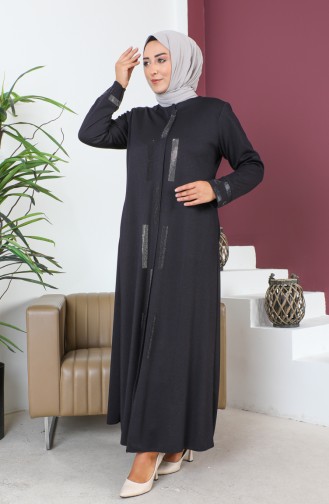 Abaya Avec Pierre Grande Taille 5057-04 Prune 5057-04