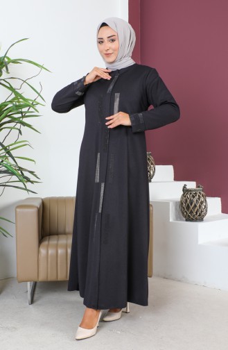 Abaya Avec Pierre Grande Taille 5057-04 Prune 5057-04