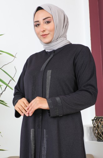 Abaya Avec Pierre Grande Taille 5057-04 Prune 5057-04