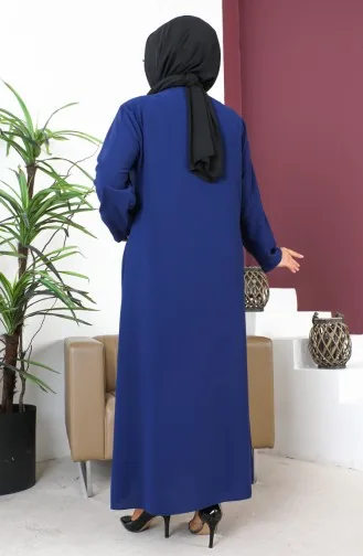 عباية بمقاسات كبيرة مطبوعة بحجر، رقم الموديل 6007-01، لون نيلي 6007-01