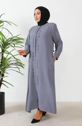 عباية رمادية بنقشة حجرية بمقاسات كبيرة 6007-04 6007-04