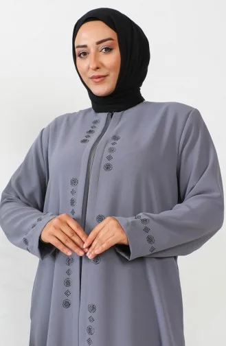 عباية رمادية بنقشة حجرية بمقاسات كبيرة 6007-04 6007-04