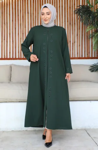 عباية بمقاسات كبيرة مطبوعة بحجر، رقم الموديل 6007-05، لون كاكي 6007-05