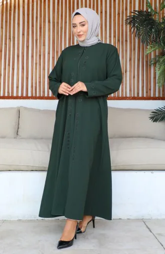 عباية بمقاسات كبيرة مطبوعة بحجر، رقم الموديل 6007-05، لون كاكي 6007-05