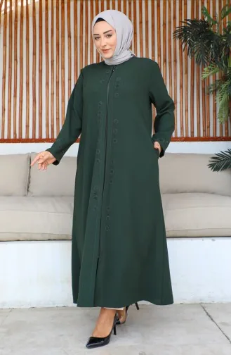 عباية بمقاسات كبيرة مطبوعة بحجر، رقم الموديل 6007-05، لون كاكي 6007-05