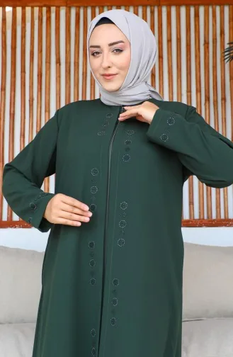 عباية بمقاسات كبيرة مطبوعة بحجر، رقم الموديل 6007-05، لون كاكي 6007-05