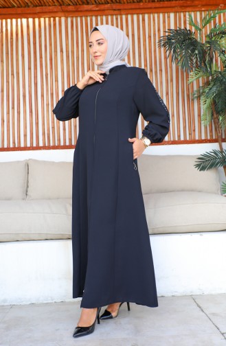 Large Size Honeycomb Fabric Abaya 6119-04 Navy Blue 6119-04