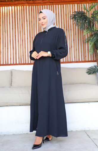 Groot Formaat Honingraatstof Abaya 6119-04 Marineblauw 6119-04