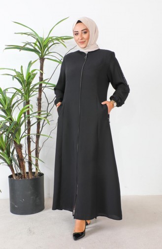 Large Size Honeycomb Fabric Abaya 6119-01 Black 6119-01