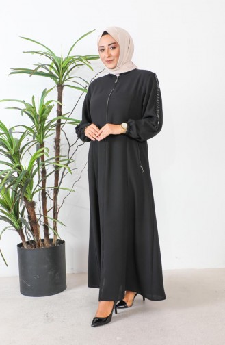 Large Size Honeycomb Fabric Abaya 6119-01 Black 6119-01