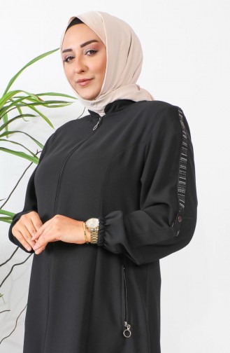 Large Size Honeycomb Fabric Abaya 6119-01 Black 6119-01