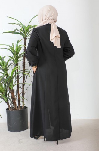 Large Size Honeycomb Fabric Abaya 6119-01 Black 6119-01