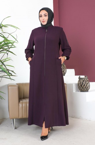 Groot Formaat Honingraatstof Abaya 6119-02 Pruim 6119-02