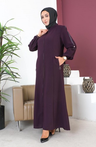 Groot Formaat Honingraatstof Abaya 6119-02 Pruim 6119-02