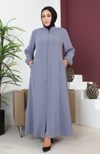 Large Size Honeycomb Fabric Abaya 6119-03 Gray 6119-03