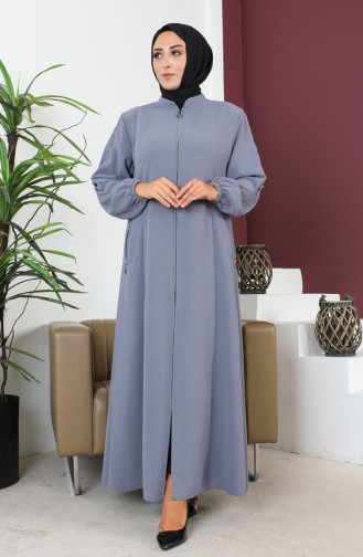 Large Size Honeycomb Fabric Abaya 6119-03 Gray 6119-03