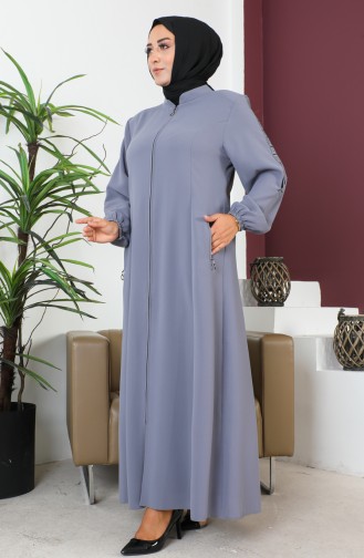 Large Size Honeycomb Fabric Abaya 6119-03 Gray 6119-03