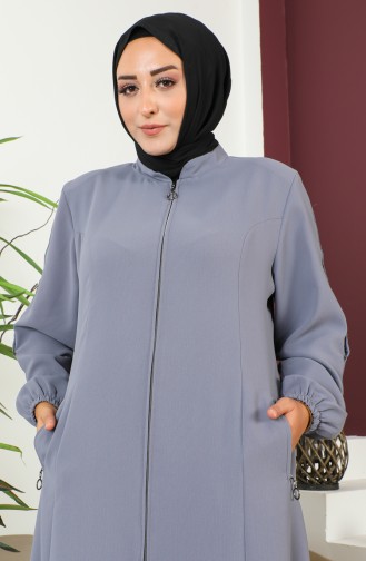 Abaya Tissu Nid D`Abeille Grande Taille 6119-03 Gris 6119-03