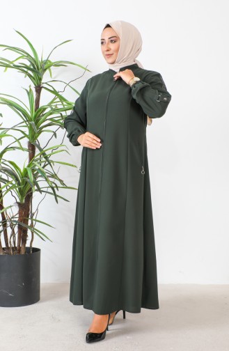 Abaya Tissu Nid D`Abeille Grande Taille 6119-05 Khaki 6119-05