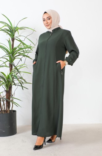 Groot Formaat Honingraatstof Abaya 6119-05 Kaki 6119-05