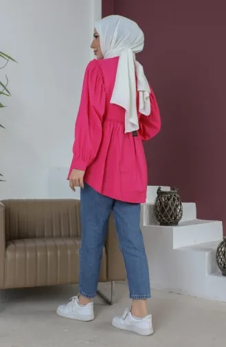 Terikoton Chemise Détail Volants 0007-01 Fuchsia 0007-01