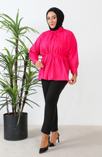 Terry Cotton Buttoned Shirt 0008-01 Fuchsia 0008-01