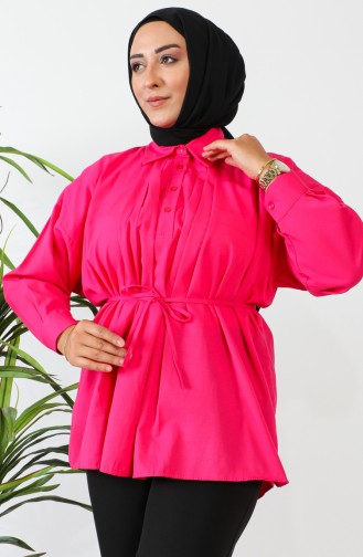 Terry Cotton Buttoned Shirt 0008-01 Fuchsia 0008-01