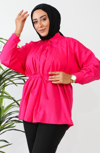 Terry Cotton Buttoned Shirt 0008-01 Fuchsia 0008-01