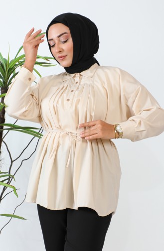 Terry Cotton Buttoned Shirt 0008-03 Beige 0008-03