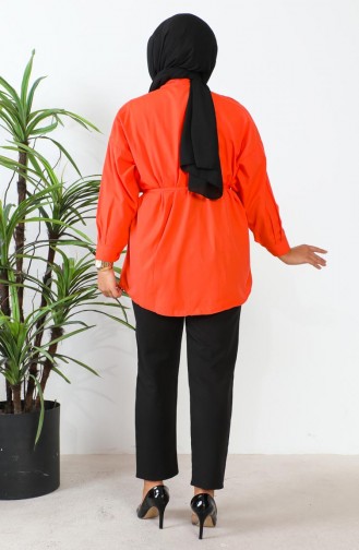 Terikoton Overhemd Met Knopen 0008-05 Oranje 0008-05