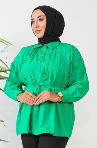 Terry Cotton Buttoned Shirt 0008-06 Emerald Green 0008-06